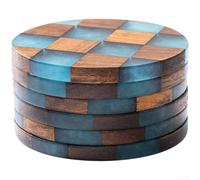 Sottobicchieri e Resina 6pz 8CM Anticalore Sottobicchieri e Resina(6pcs) | Mix acacia e resina, design per stile scacchiera, protezione per efficace dal per calore, set da 6 pezzi