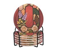 Sottobicchieri estetici in vetro a forma di lettera U, con supporto per scrivania, set di 6 sottobicchieri da tavolo per bevande, oggetti decorativi per la casa