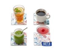 Sottobicchieri Floreali in Ceramica - Set 4 per Bevande Calde e Fredde