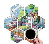 Sottobicchieri Gem Art, kit di artigianato per adulti,Sottobicchieri impilabili a forma di pettine per miele Art Gem | Accessori per arte e artigianato, 7 sottobicchieri per pittura di pietre preziose