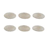 Sottobicchieri Home ESPRIT Bianco Naturale Bambù Rattan 12 x 12 x 6 cm