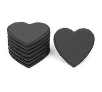 Sottobicchieri in ardesia a forma di cuore, 10 x 10 cm, in ardesia naturale, antiscivolo e resistente al calore, per bevande, decorazione da tavolo, matrimonio e idea regalo
