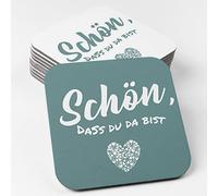 Sottobicchieri in cartone ecologico (50 pezzi) È bello che tu sia qui I Sottobicchieri quadrati color menta I Decorazione da tavola 9,3 cm x 9,3 cm