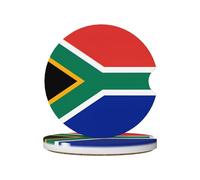 Sottobicchieri in ceramica con bandiera del Sud Africa, set da 2 pezzi di sottobicchieri assorbenti per portabicchieri, nero
