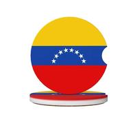Sottobicchieri in ceramica con bandiera del Venezuela, confezione da 2, in ceramica e sughero, possono essere posizionati su auto, furgoni, barche, SUV e camion
