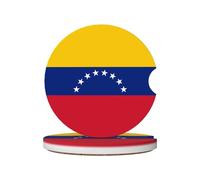 Sottobicchieri in ceramica con bandiera del Venezuela, confezione da 2, in ceramica e sughero, possono essere posizionati su auto, furgoni, barche, SUV e camion