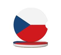 Sottobicchieri in ceramica con bandiera della Repubblica Ceca, confezione da 2, ceramica + sughero, possono essere posizionati su auto, furgoni, barche, SUV e camion