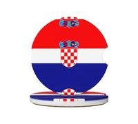 Sottobicchieri in ceramica con bandiera della Repubblica di Croazia, set da 2 pezzi di sottobicchieri assorbenti per portabicchieri, nero