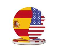 Sottobicchieri in ceramica con bandiera della Spagna americana, set da 2 pezzi di sottobicchieri assorbenti per portabicchieri, nero