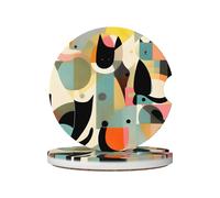 Sottobicchieri in ceramica con stampa di gatto della metà del secolo (2 pezzi), adatti per portabicchieri auto, diametro 6,5 cm