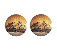 Sottobicchieri in ceramica per bevande bianche sottobicchieri con supporto in metallo vecchia bicicletta sottobicchieri in ceramica set di 2 tappetini protettivi da tavolo per la decorazione della