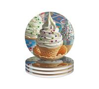 Sottobicchieri in ceramica per bevande di forma rotonda sottobicchieri con supporto in metallo gelato dolce sottobicchiere in ceramica set di 4 tappetini protettivi da tavolo per la decorazione della