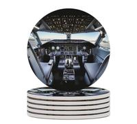 Sottobicchieri in ceramica per cabina di pilotaggio dell'aeroplano, 6 pezzi, sottobicchieri per tavolino da caffè, design antiscivolo, sottobicchiere assorbente, sottobicchieri rotondi per vino, birra