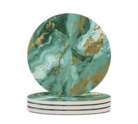 Sottobicchieri in ceramica verde oro marmo 4 pezzi sottobicchieri per tavolino da caffè design antiscivolo sottobicchiere assorbente sottobicchieri rotondi sottobicchieri per vino birra sottobicchieri