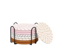 Sottobicchieri In Cotone Set di sottobicchieri assorbenti in tessuto cotone da 9 pezzi, supporto coordinato, protezione tavolo for soggiorno(9-Pack Mixed Set)