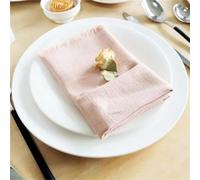 Sottobicchieri In Cotone Tovagliolo di stoffa con frange quadrate in cotone e lino, 4 pezzi, for banchetti nuziali, tavola Natale, decorazione for la cucina(Cherry-blossompowder)