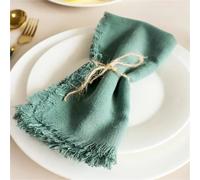 Sottobicchieri In Cotone Tovagliolo di stoffa con frange quadrate in cotone e lino, 4 pezzi, for banchetti nuziali, tavola Natale, decorazione for la cucina(Blackish-green)