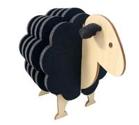 Sottobicchieri in feltro di pecora, 6 sottobicchieri in feltro di lana di pecora, per tavolini da caffè, bevande, assorbenti, con supporto, sottobicchieri in lana di agnello, regali decorativi (nero)