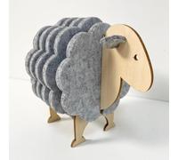 Sottobicchieri in feltro di pecora, 6 sottobicchieri in feltro di lana di pecora, per tavolino da caffè, bevande, assorbenti, con supporto, sottobicchieri in lana di agnello, regali decorativi (grigio