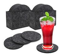 Sottobicchieri in Feltro Rotondi Sottobicchiere per Bevande Pratico Antiscivolo Sottobicchieri in Vetro con Scatola per Bicchieri, Tazze, Bottiglie, Vasi Set da 16 (Grigio Scuro)