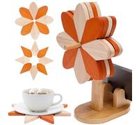 Sottobicchieri in legno, 4 pezzi, decorativi per piatti caldi, set di sottobicchieri resistenti al calore con supporto, sottobicchieri come protezione da tavolo per piani di lavoro della cucina