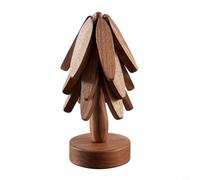 Sottobicchieri in legno a forma di albero, resistenti al calore, per pentole calde, padelle e stoviglie, set di 3 sottobicchieri pieghevoli in legno, 22,5 x 10 cm, decorazione della cucina (B)