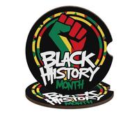 Sottobicchieri in legno antiscivolo per auto, con simbolo del pugno chiuso, per il Mese della Storia Nera, da 2,6 pollici, per portabicchieri auto, confezione da 2