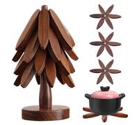 Sottobicchieri In Legno, Coaster Degli Alberi In Legno, 4 Sottopentola Pieghevoli In Legno, Sottobicchiere In Legno A Forma Di Albero Per Tazze, Ciotole, Piatti, Teiere, Padelle E Pentole Calde