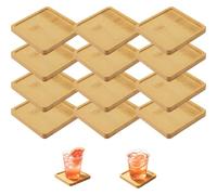 Sottobicchieri in legno con bordo, 12 pezzi, sottobicchieri quadrati in legno di bambù, sottobicchieri per candele, bambù, regali decorativi, piccolo vassoio in legno per bevande, tazze, bicchieri