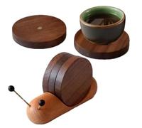 Sottobicchieri in legno con supporto, a forma di lumaca, set di sottobicchieri portatili per tavolo da pranzo, scrivania, soggiorno, cucina, resistente al calore e ai, accessorio per bar di