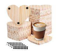sottobicchieri in legno grezzi, sottobicchieri in legno vuoti da con 100 pezzi di tappetini per bevande, protezioni da tavolo antiscivolo a forma di amore spesso per bevande, arti e mestieri (30)