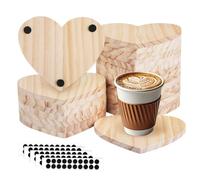sottobicchieri in legno grezzi, sottobicchieri in legno vuoti da con 100 pezzi di tappetini per bevande, protezioni da tavolo antiscivolo a forma di amore spesso per bevande, arti e mestieri (24)