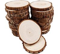 Sottobicchieri in legno naturale con corteccia di albero, 30 pezzi da 6.1 cm a 7.1 cm, sottobicchieri in legno, decorazioni natalizie fai da te con corteccia per artigianato, matrimoni rustici