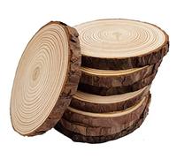 Sottobicchieri in legno naturale con corteccia di albero, 8 pezzi, 14 - 15 cm, sottobicchieri in legno, per lavori artigianali, decorazioni natalizie, fai da te, con corteccia, matrimonio, rustico