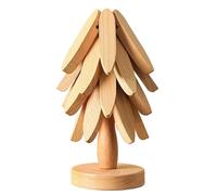 Sottobicchieri in legno per caldi, set da 4 pezzi + supporto come un albero di Natale, in legno, per padelle, tazze, pentole e caldi