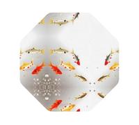 Sottobicchieri in pelle con carpe, motivo pesce con pois, in PVC di alta qualità, double face, per casa, ufficio, cucina, include 4 pezzi da 10 x 10 cm
