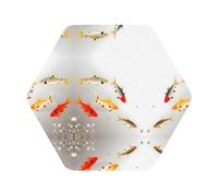 Sottobicchieri in pelle con carpe, motivo pesce con pois, in PVC di alta qualità, double face, per casa, ufficio, cucina, include 4 pezzi da 10 x 10 cm