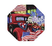 Sottobicchieri in pelle con stampa patriottica del vecchio camion rosso del 4 luglio Set di 4, sottobicchieri per tè e caffè, quattro forme tra cui scegliere