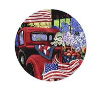 Sottobicchieri in pelle con stampa patriottica del vecchio camion rosso del 4 luglio Set di 4, sottobicchieri per tè e caffè, quattro forme tra cui scegliere