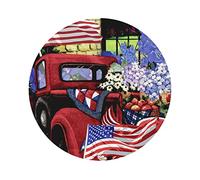 Sottobicchieri in pelle con stampa patriottica del vecchio camion rosso del 4 luglio Set di 6, sottobicchieri per tè e caffè, quattro forme tra cui scegliere