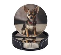 Sottobicchieri in pelle con supporto carino chihuahua set di 6 sottobicchieri resistenti al calore per la protezione del tavolo decorazione della scrivania