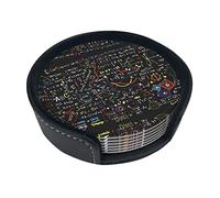 Sottobicchieri in pelle con supporto, formula matematica, set di 6 sottobicchieri resistenti al calore, per protezione da tavolo, decorazione da scrivania