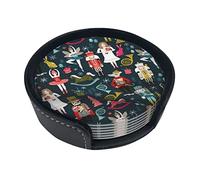 Sottobicchieri in pelle con supporto schiaccianoci da donna balletto danza di Natale set di 6 sottobicchieri resistenti al calore per la protezione del tavolo decorazione della scrivania