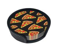 Sottobicchieri in pelle con supporto Tasty Pizza Set di 6 sottobicchieri resistenti al calore per protezione da tavolo decorazione scrivania