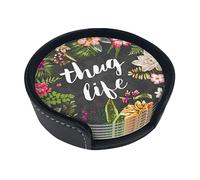Sottobicchieri in pelle con supporto Thug Life Flowers Set di 6 sottobicchieri resistenti al calore per la protezione del tavolo decorazione della scrivania