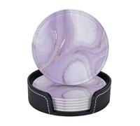 Sottobicchieri in pelle di alta qualità con texture astratta in marmo e spruzzi d'oro - Set da 6 con supporto, eleganti sottobicchieri per bevande per cucina, caffè e arredamento per la casa