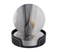 Sottobicchieri in pelle di alta qualità con texture in bianco e nero e motivo Marble Ombre - Set da 6 con supporto, eleganti sottobicchieri per bevande per cucina, caffè e arredamento per l