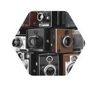 Sottobicchieri in pelle esagonali, retro Cool Camera Collection, sottobicchieri per bevande, set di 4, sottobicchieri assorbenti, sottobicchieri moderni per tavolino da caffè, regali di inaugurazione