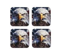 sottobicchieri in pelle per bevande, set di sottobicchieri con bandiera americana degli Stati Uniti e aquila per diversi tipi di tazze, tappetino est