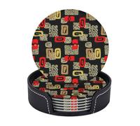 Sottobicchieri in pelle premium con motivo astratto e geometria moderna - Set da 6 con supporto, eleganti sottobicchieri per bevande per cucina, caffè e arredamento per la casa